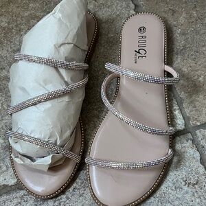 Iridescent Sandals - Chic Nude with Iridescent rhinestone - Sparkling Straps